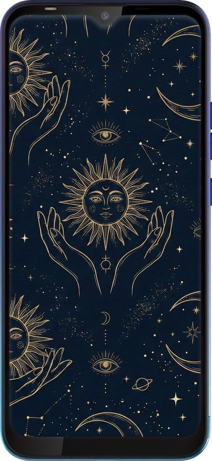 Силіконовий чехол Celestial Harmony: Sun & Moon Gold Mystic Pattern для Tecno Spark 4 Lite - 6778u-2425 изображение 