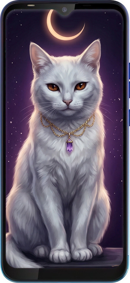 Силіконовий чехол Mystic White Cat Gothic Dark Purple Gold для Tecno Spark 4 Lite - 6805u-2425 изображение 