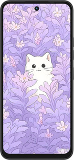 Силиконовый чехол Котик в цветах для Tecno Spark 40 4G - 6390u-4116 изображение 