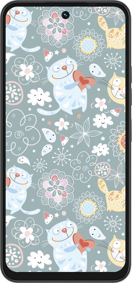 Силиконовый чехол Котята v3 для Tecno Spark 40 4G - 1223u-4116 изображение 