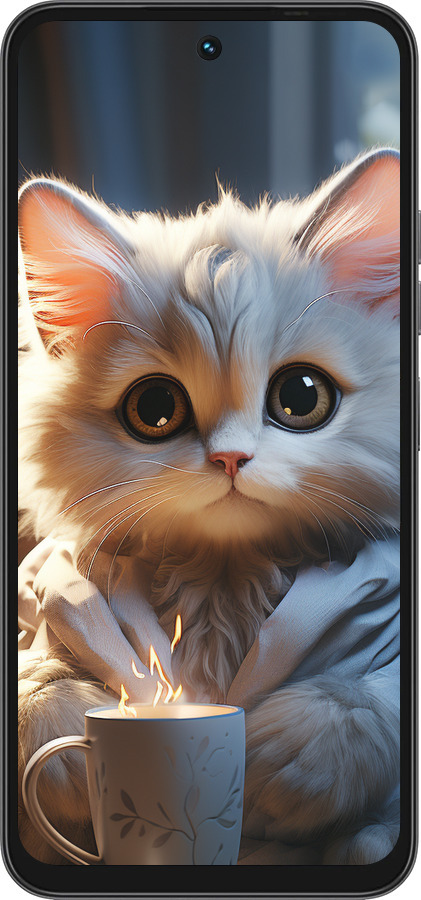 Силіконовий чехол Білий кіт для Tecno Spark 40 4G - 5646u-4116 изображение 