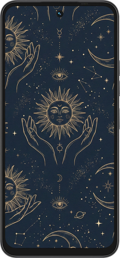Силиконовый чехол Celestial Harmony: Sun & Moon Gold Mystic Pattern для Tecno Spark 40 4G - 6778u-4116 изображение 