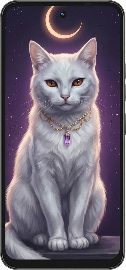 Силиконовый чехол Mystic White Cat Gothic Dark Purple Gold для Tecno Spark 40 4G - 6805u-4116 изображение 