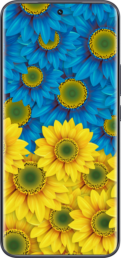 Силиконовый чехол Жёлто-голубые цветы для Tecno Spark 40 Pro+ 4G - 1048u-4118 изображение 
