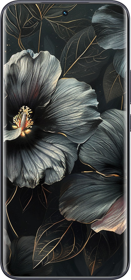 Силиконовый чехол Черные цветы для Tecno Spark 40 Pro+ 4G - 6031u-4118 изображение 