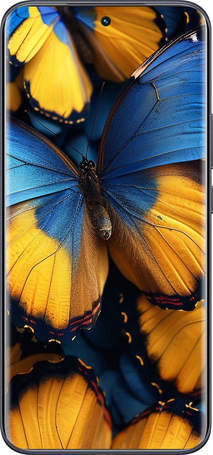 Силиконовый чехол Желто-голубые бабочки для Tecno Spark 40 Pro+ 4G - 6046u-4118 изображение 