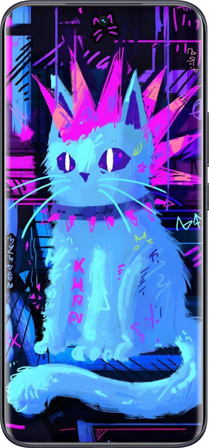 Силиконовый чехол Кот панк для Tecno Spark 40 Pro+ 4G - 6311u-4118 изображение 