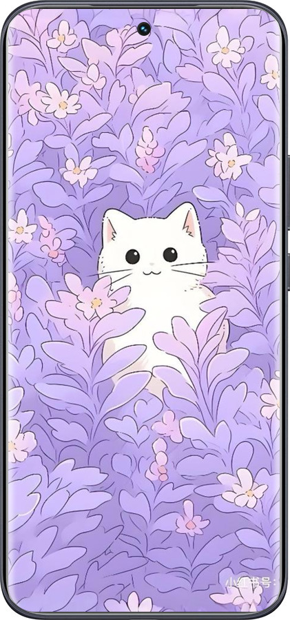 Силиконовый чехол Котик в цветах для Tecno Spark 40 Pro+ 4G - 6390u-4118 изображение 