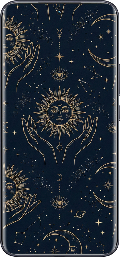 Силиконовый чехол Celestial Harmony: Sun & Moon Gold Mystic Pattern для Tecno Spark 40 Pro+ 4G - 6778u-4118 изображение 