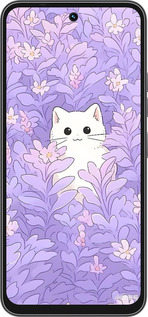 Силиконовый чехол Котик в цветах для Tecno Spark 40C - 6390u-4127 изображение 