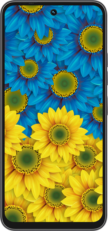 Силиконовый чехол Жёлто-голубые цветы для Tecno Spark 40C - 1048u-4127 изображение 