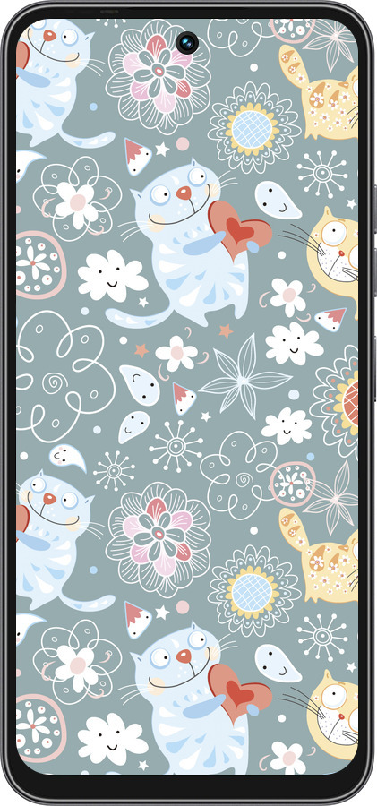 Силиконовый чехол Котята v3 для Tecno Spark 40C - 1223u-4127 изображение 