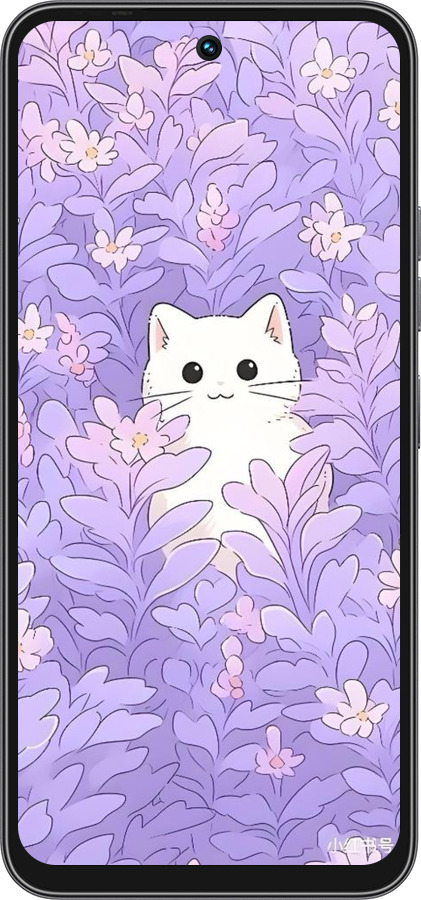 Силиконовый чехол Котик в цветах для Tecno Spark 40C - 6390u-4127 изображение 