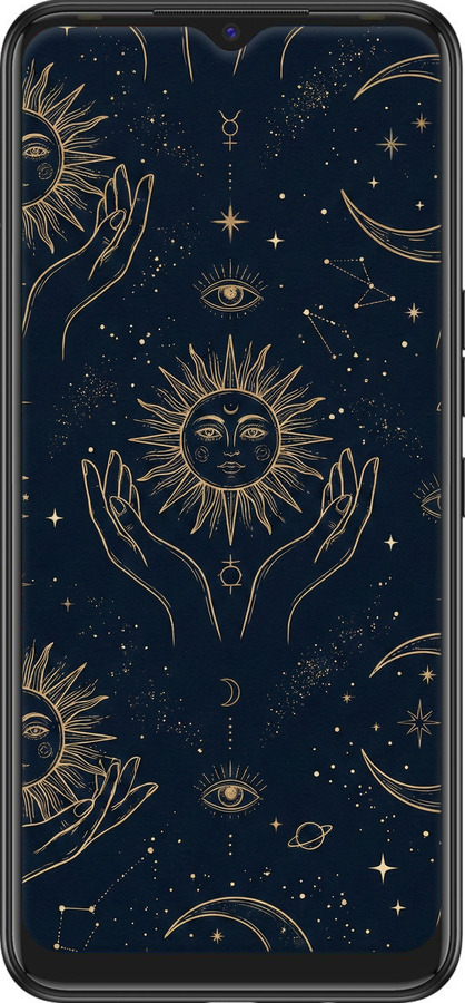 TPU чехол Celestial Harmony: Sun & Moon Gold Mystic Pattern для Tecno Spark 7 KF6n - 6778b-2421 изображение 