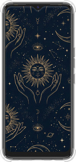 Силикон с усиленными углами чехол Celestial Harmony: Sun & Moon Gold Mystic Pattern для Tecno Spark 7 KF6n - 6778sp-2421 изображение 