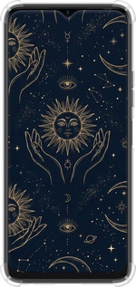 Силикон с усиленными углами чехол Celestial Harmony: Sun & Moon Gold Mystic Pattern для Tecno Spark 9 Pro - 6778sp-2832 изображение 