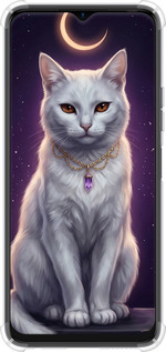 Силикон с усиленными углами чехол Mystic White Cat Gothic Dark Purple Gold для Tecno Spark 9 Pro - 6805sp-2832 изображение 