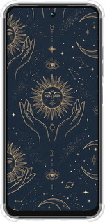 Силикон с усиленными углами чехол Celestial Harmony: Sun & Moon Gold Mystic Pattern для Tecno Spark Go 1 / Pop 9 - 6778sp-3869 изображение 