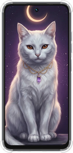 Силикон с усиленными углами чехол Mystic White Cat Gothic Dark Purple Gold для Tecno Spark Go 1 / Pop 9 - 6805sp-3869 изображение 