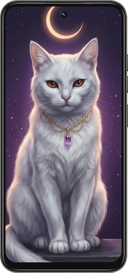 Силиконовый чехол Mystic White Cat Gothic Dark Purple Gold для Tecno Spark Go 1 / Pop 9 - 6805u-3869 изображение 