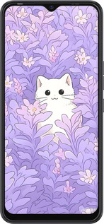 TPU чехол Котик в цветах для Tecno Spark 8C KG5k - 6390b-2680 изображение 