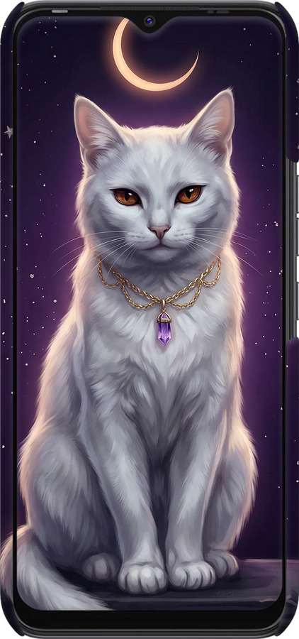 3D пластиковий матовий чехол Mystic White Cat Gothic Dark Purple Gold для Tecno Spark Go 2022 KG5m - 6805m-2638 изображение 