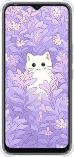 Силикон с усиленными углами чехол Котик в цветах для Tecno Spark Go 2022 KG5m - 6390sp-2638 изображение 