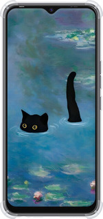 Силіконовий протиударний с посиленими кутами чехол Із зображенням кота та водяної лілії Monet для Tecno Spark 8C KG5k - 6519sp-2680 изображение 