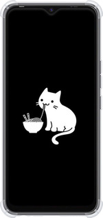 Силикон с усиленными углами чехол С милым котом на черном фоне для Tecno Spark 8C KG5k - 6528sp-2680 изображение 