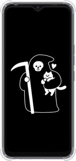 Силикон с усиленными углами чехол Минималистичный арт: смерть и кошка для Tecno Spark 8C KG5k - 6529sp-2680 изображение 
