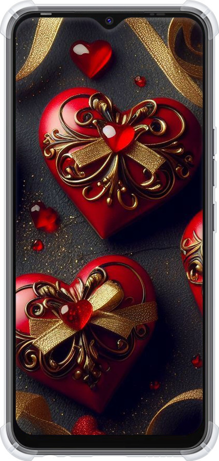 Силикон с усиленными углами чехол Сердечки v4 для Tecno Spark 8C KG5k - 5834sp-2680 изображение 