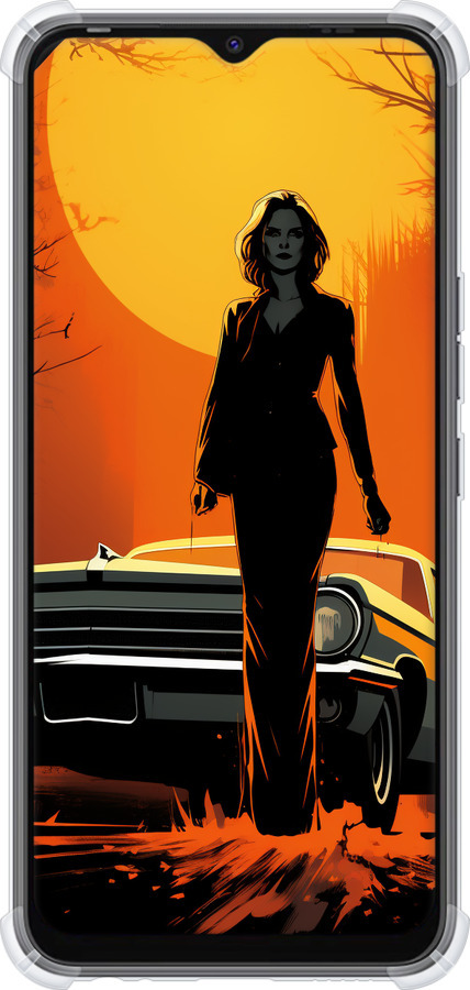 Силикон с усиленными углами чехол Чехол для телефона Девушка возле автомобиля для Tecno Spark 8C KG5k - 5946sp-2680 изображение 