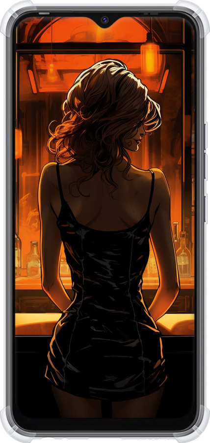 Силикон с усиленными углами чехол Чехол для телефона Девушка в баре для Tecno Spark Go 2022 KG5m - 5947sp-2638 изображение 