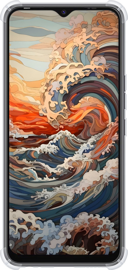 Силикон с усиленными углами чехол Арт волны для Tecno Spark Go 2022 KG5m - 6324sp-2638 изображение 