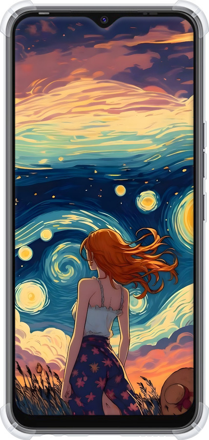 Силіконовий протиударний с посиленими кутами чехол Дівчина Арт для Tecno Spark 8C KG5k - 6325sp-2680 изображение 