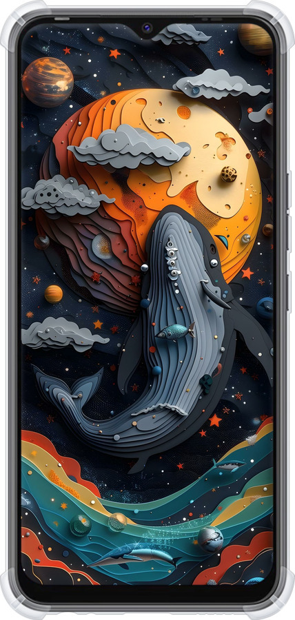 Силіконовий протиударний с посиленими кутами чехол Кит у космосі для Tecno Spark 8C KG5k - 6328sp-2680 изображение 