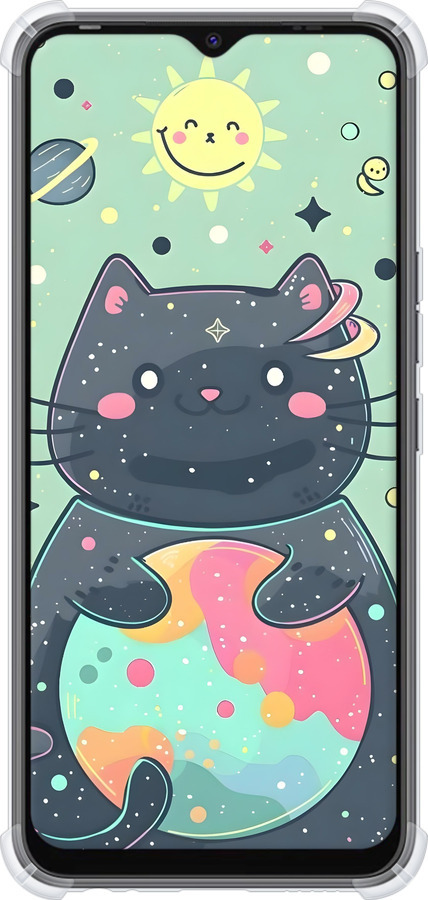 Силикон с усиленными углами чехол Милый котик для Tecno Spark Go 2022 KG5m - 6364sp-2638 изображение 
