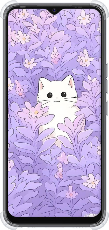 Силикон с усиленными углами чехол Котик в цветах для Tecno Spark Go 2022 KG5m - 6390sp-2638 изображение 
