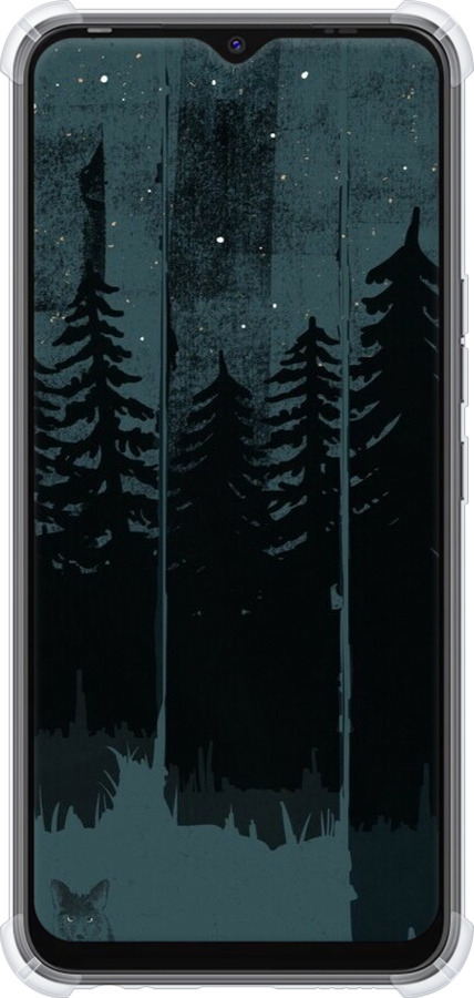 Силіконовий протиударний с посиленими кутами чехол Лисиця та нічний ліс для Tecno Spark 8C KG5k - 6481sp-2680 изображение 