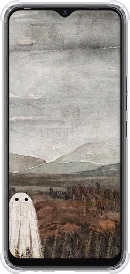 Силіконовий протиударний с посиленими кутами чехол Самотій привид на фоні гір для Tecno Spark Go 2022 KG5m - 6486sp-2638 изображение 