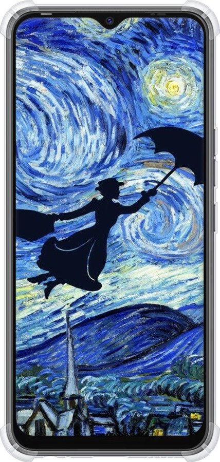 Силикон с усиленными углами чехол С изображением Мэри Поппинс «Звездная ночь» для Tecno Spark Go 2022 KG5m - 6487sp-2638 изображение 