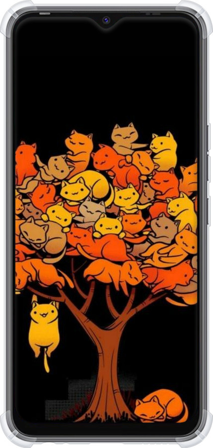 Силикон с усиленными углами чехол Дерево и котики для Tecno Spark 8C KG5k - 6516sp-2680 изображение 