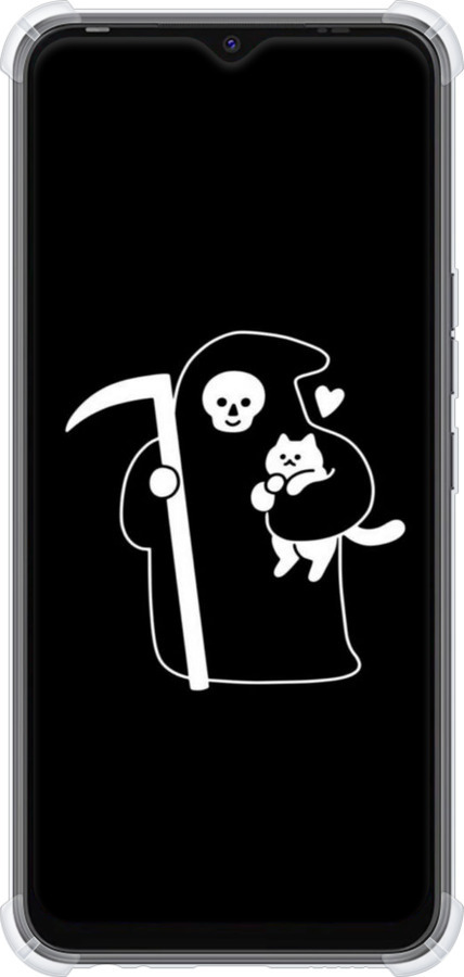 Силикон с усиленными углами чехол Минималистичный арт: смерть и кошка для Tecno Spark 8C KG5k - 6529sp-2680 изображение 
