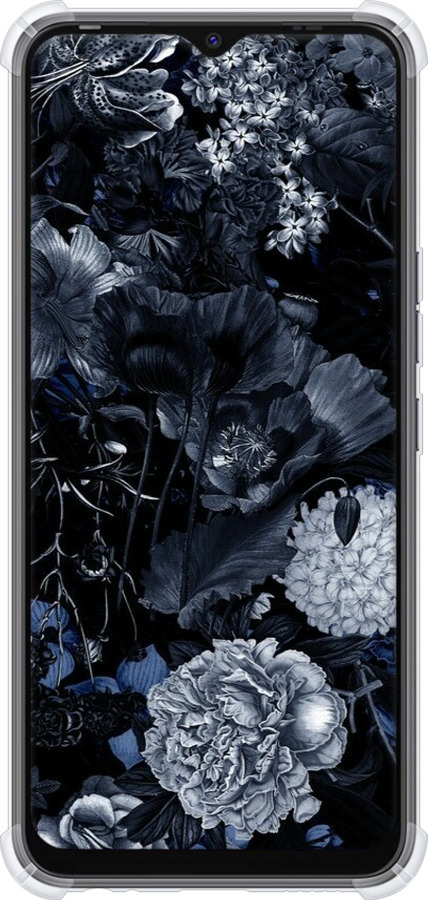 Силикон с усиленными углами чехол Абстрактный цветочный рисунок в синих тонах для Tecno Spark 8C KG5k - 6539sp-2680 изображение 