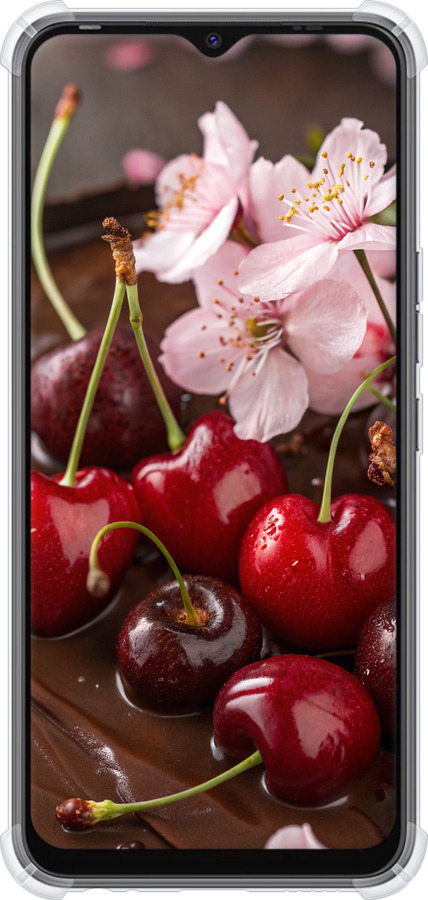 Силіконовий протиударний с посиленими кутами чехол Вишня у шоколаді для Tecno Spark Go 2022 KG5m - 6698sp-2638 изображение 