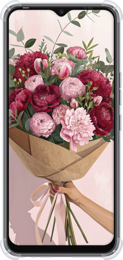 Силикон с усиленными углами чехол Пионы 1 для Tecno Spark Go 2022 KG5m - 6705sp-2638 изображение 