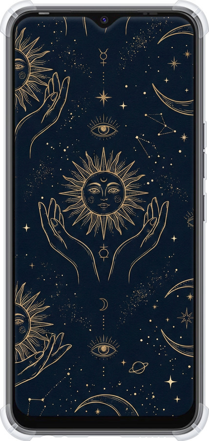 Силіконовий протиударний с посиленими кутами чехол Celestial Harmony: Sun & Moon Gold Mystic Pattern для Tecno Spark Go 2022 KG5m - 6778sp-2638 изображение 