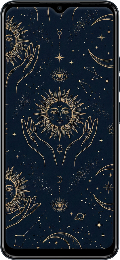 Силиконовый чехол Celestial Harmony: Sun & Moon Gold Mystic Pattern для Tecno Spark Go 2023 BF7 - 6778u-2952 изображение 