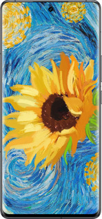 Силиконовый чехол Цветы желто-голубые для Vivo IQOO 12 PRO - 5308u-3420 изображение 