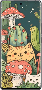 Силиконовый чехол Коты грибы для Vivo IQOO 12 PRO - 6321u-3420 изображение 